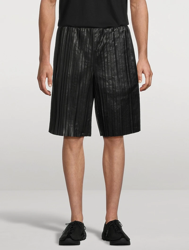 Leather Pleated Shorts