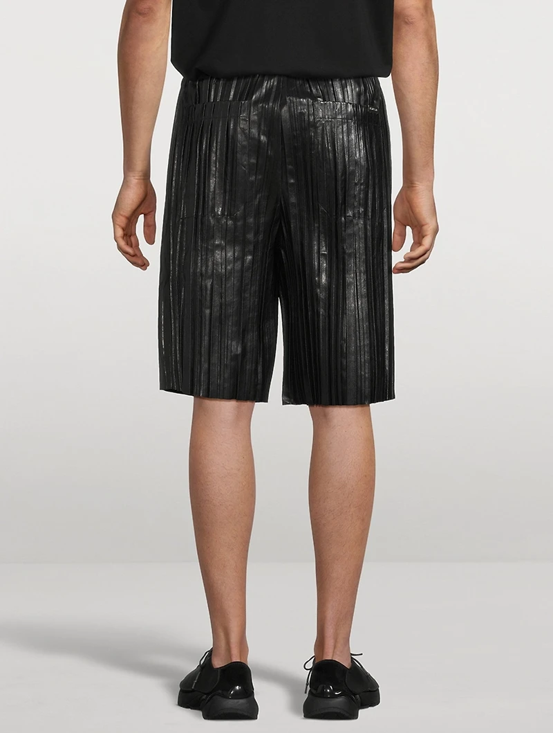 Leather Pleated Shorts