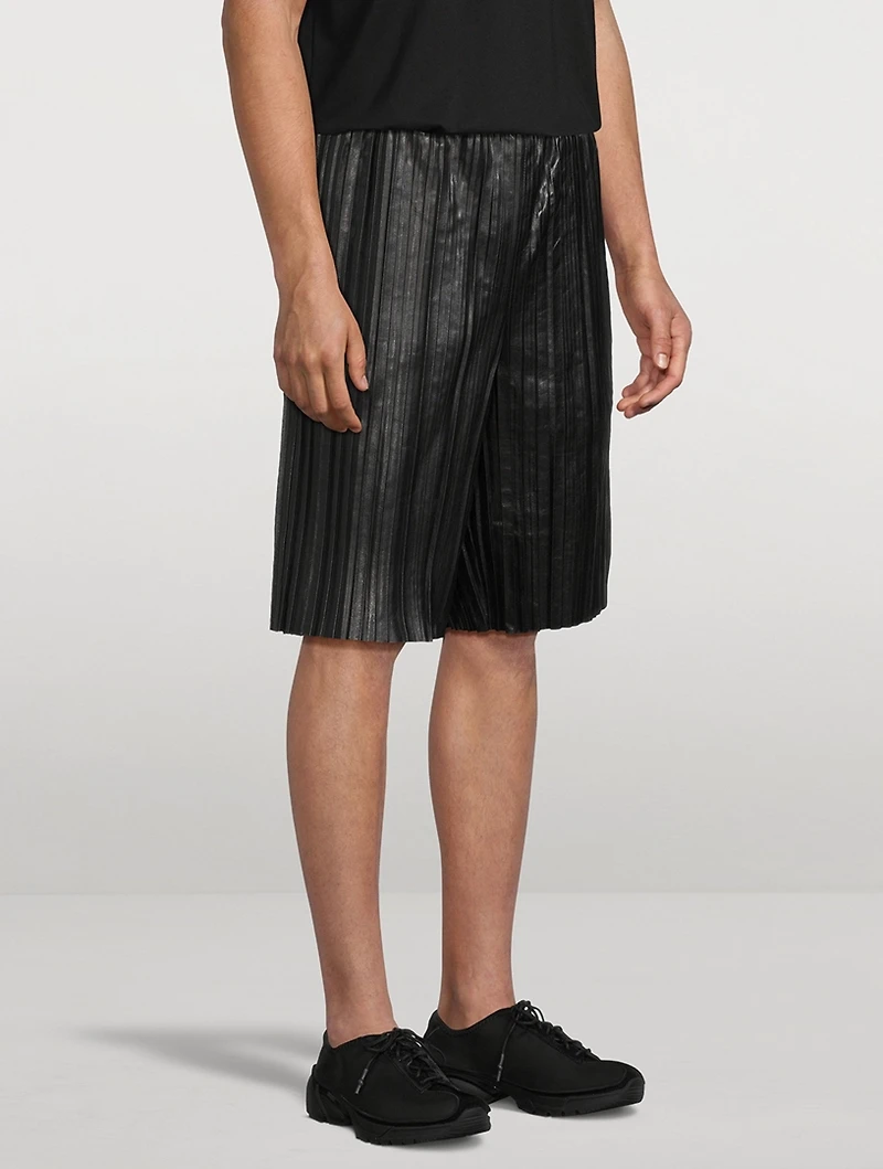 Leather Pleated Shorts