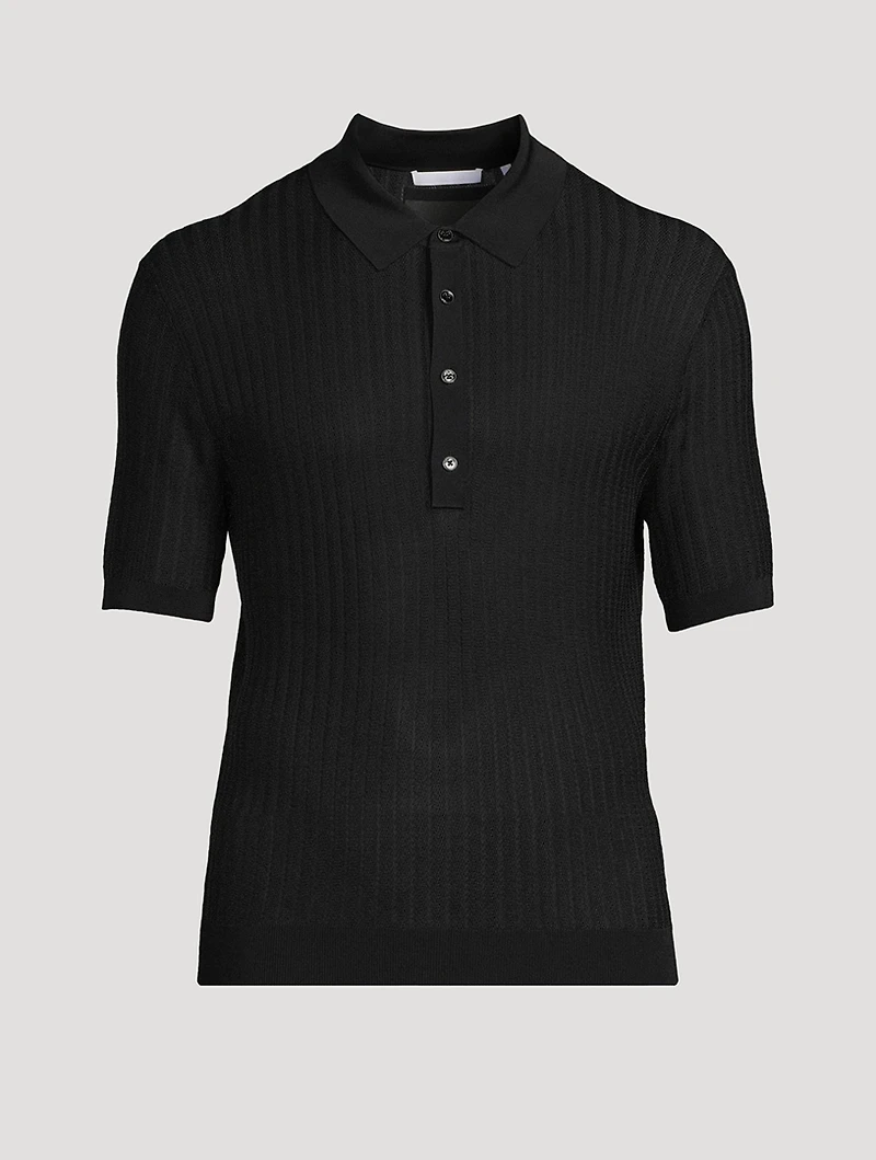 Pointelle Ribbed Polo