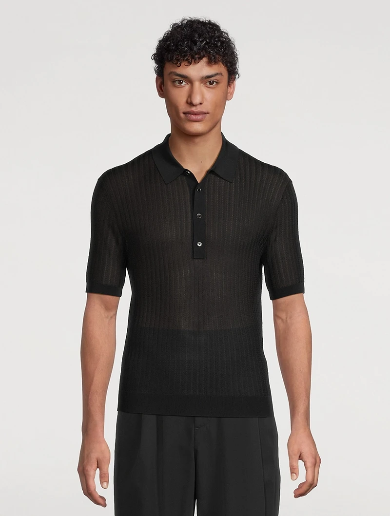Pointelle Ribbed Polo