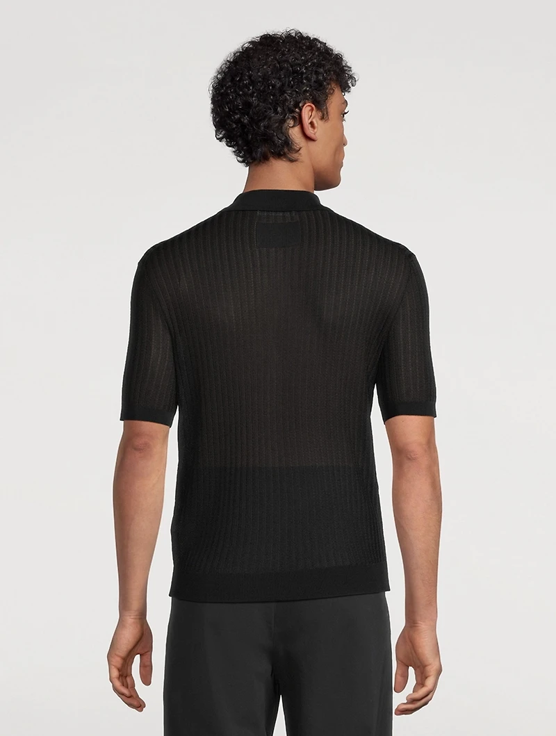 Pointelle Ribbed Polo