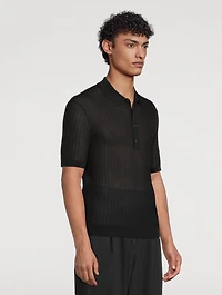 Pointelle Ribbed Polo
