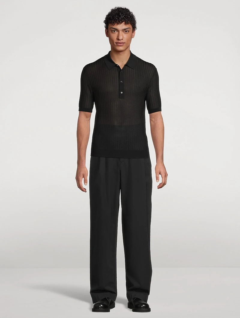 Pointelle Ribbed Polo