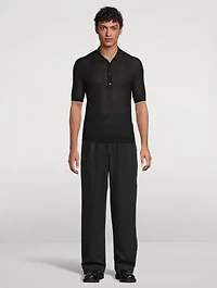 Pointelle Ribbed Polo