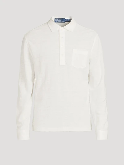 Linen Long-Sleeve Polo