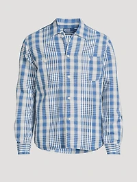 Linen And Cotton Sport Shirt Plaid Print