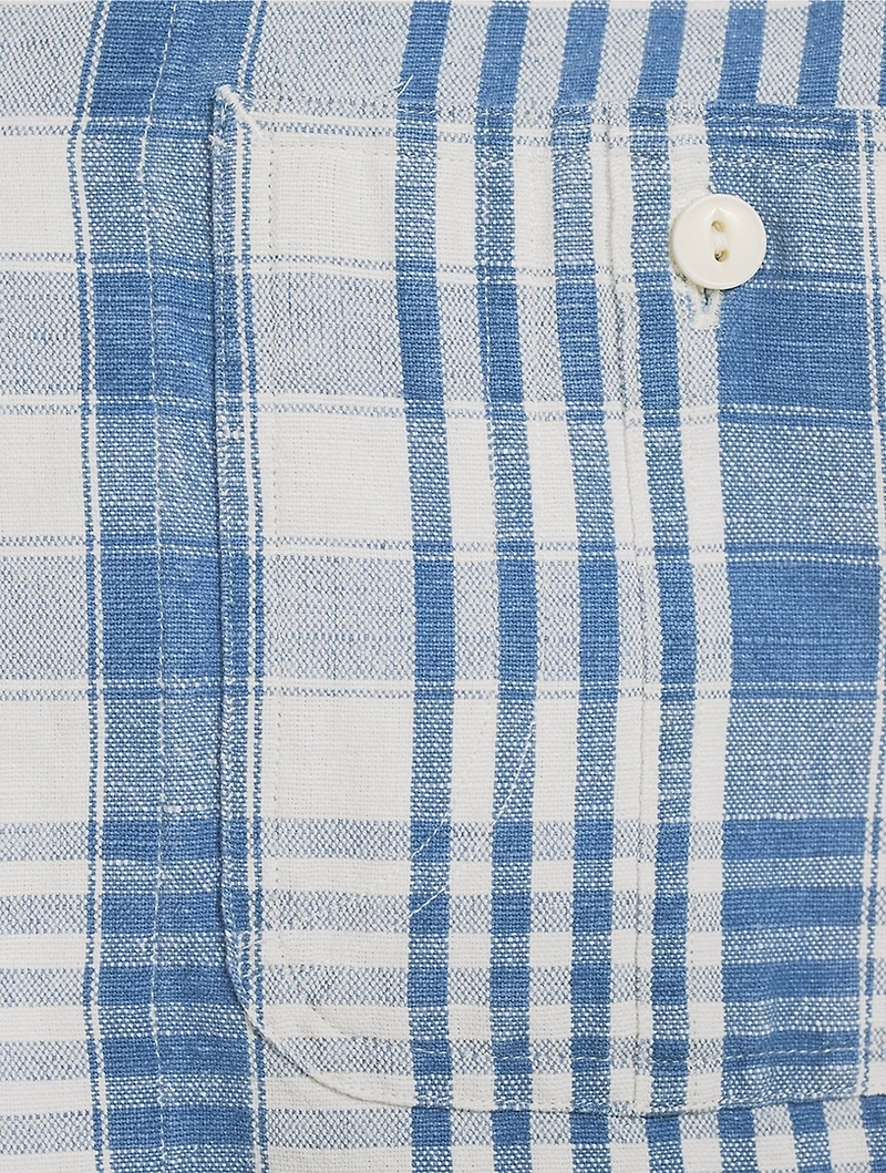 Linen And Cotton Sport Shirt Plaid Print