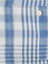 Linen And Cotton Sport Shirt Plaid Print