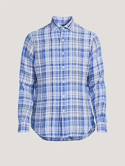 Plaid Linen Long-Sleeve Shirt