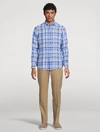 Plaid Linen Long-Sleeve Shirt