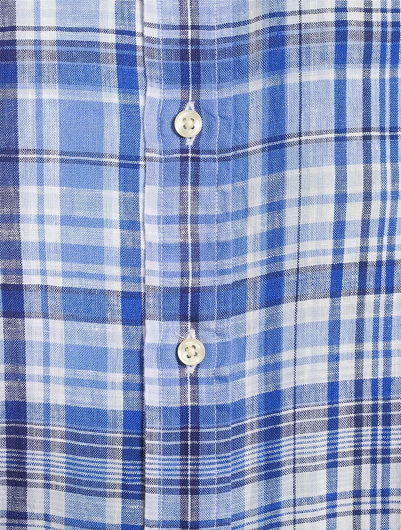 Plaid Linen Long-Sleeve Shirt
