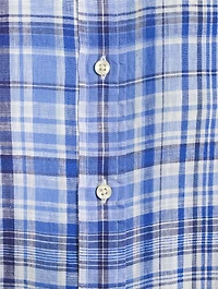 Plaid Linen Long-Sleeve Shirt