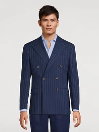 Rope Stripe Cotton And Silk Sport Coat