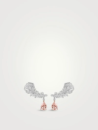 Plume De Paon White Gold Earrings With Morganite And Diamonds