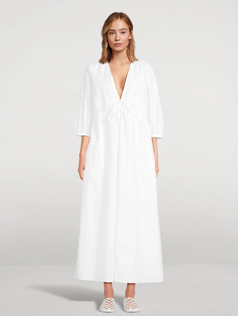 The Cinched Poplin Maxi Dress