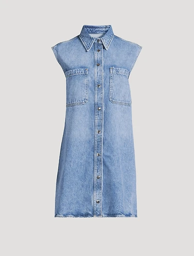 The Sleeveless Denim Shirt Dress