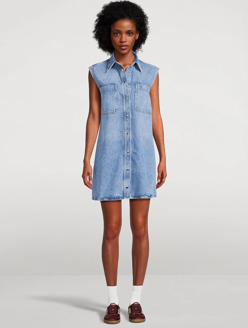 The Sleeveless Denim Shirt Dress