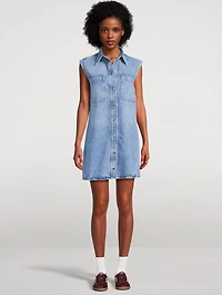 The Sleeveless Denim Shirt Dress