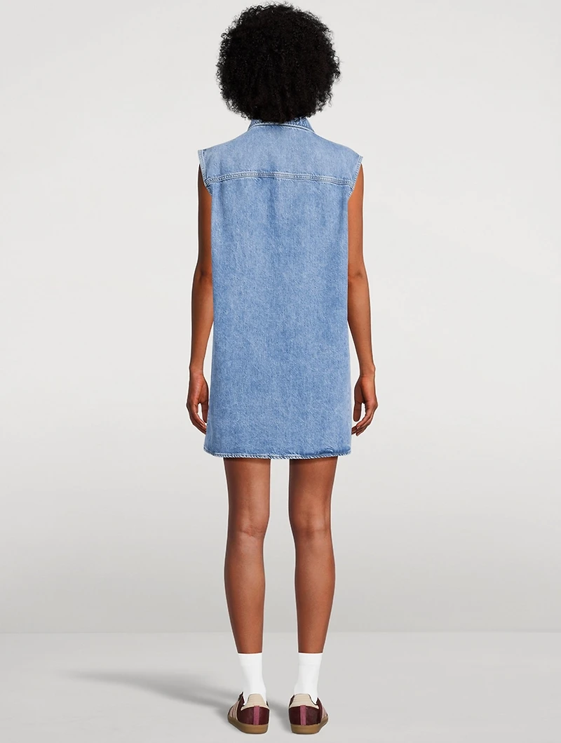 The Sleeveless Denim Shirt Dress