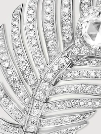 Large Plume De Paon White Gold Ring With Diamonds