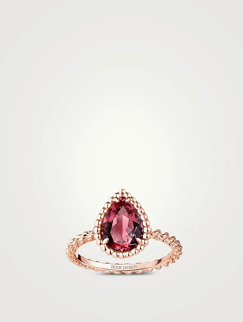 Small Serpent Bohème Rose Gold Ring With Rhodolite Garnet