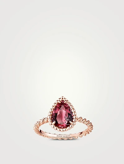 Small Serpent Bohème Rose Gold Ring With Rhodolite Garnet