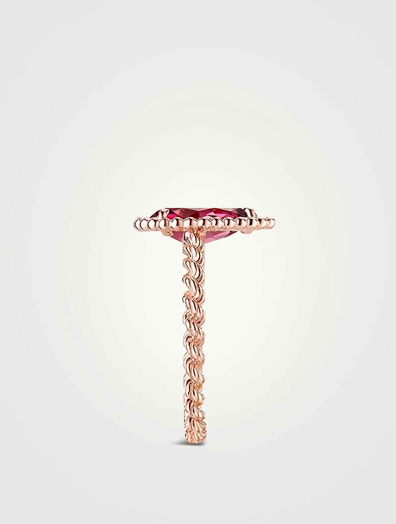 Small Serpent Bohème Rose Gold Ring With Rhodolite Garnet
