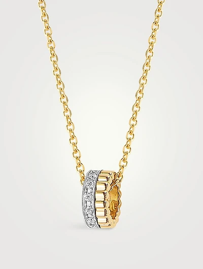 Mini Quatre Radiant Edition Gold Pendant Necklace With Diamonds