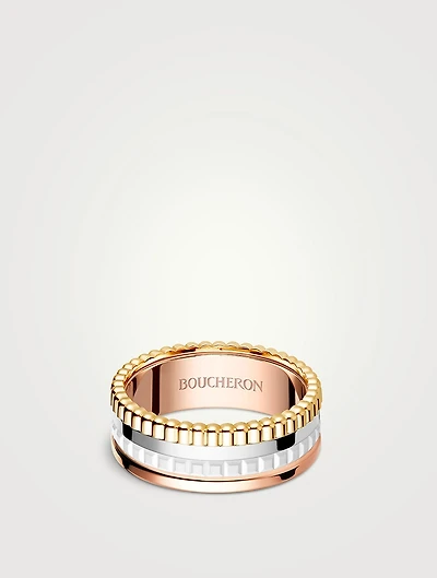 Small Quatre White Edition Gold Ring With White Hyceram