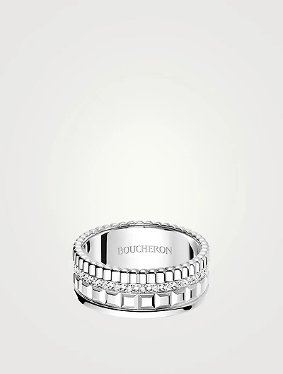 Small Quatre Radiant Edition White Gold Ring With Diamonds