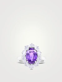 Platinum Unheated Purple Sapphire Ring With Diamonds