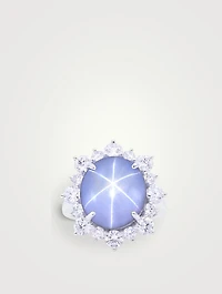 Platinum Star Sapphire Ring With Diamonds
