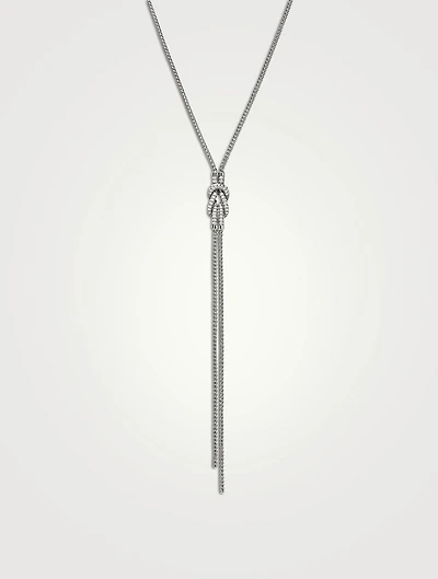 Love Knot Sterling Silver Y Necklace With Pavé Diamonds