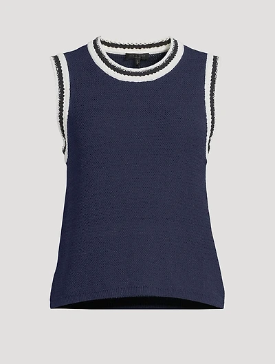 Meghan Crochet-Trimmed Sweater Vest