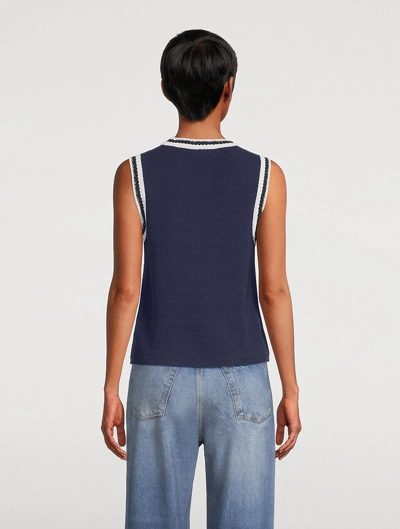 Meghan Crochet-Trimmed Sweater Vest