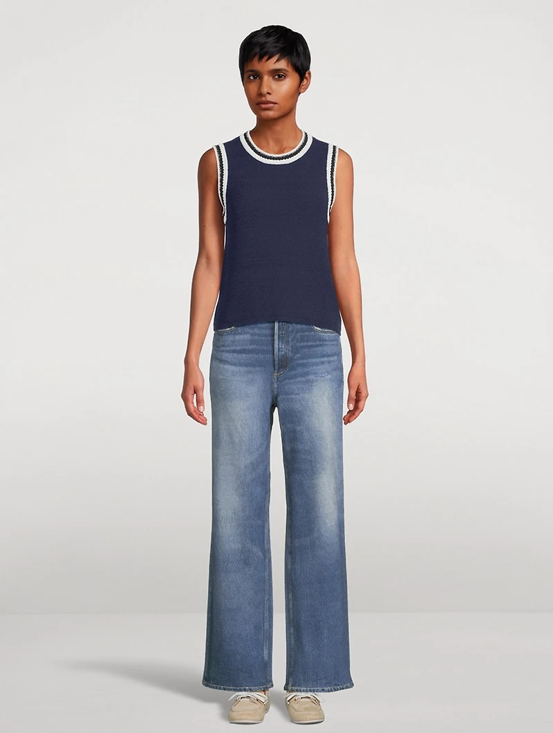 Meghan Crochet-Trimmed Sweater Vest