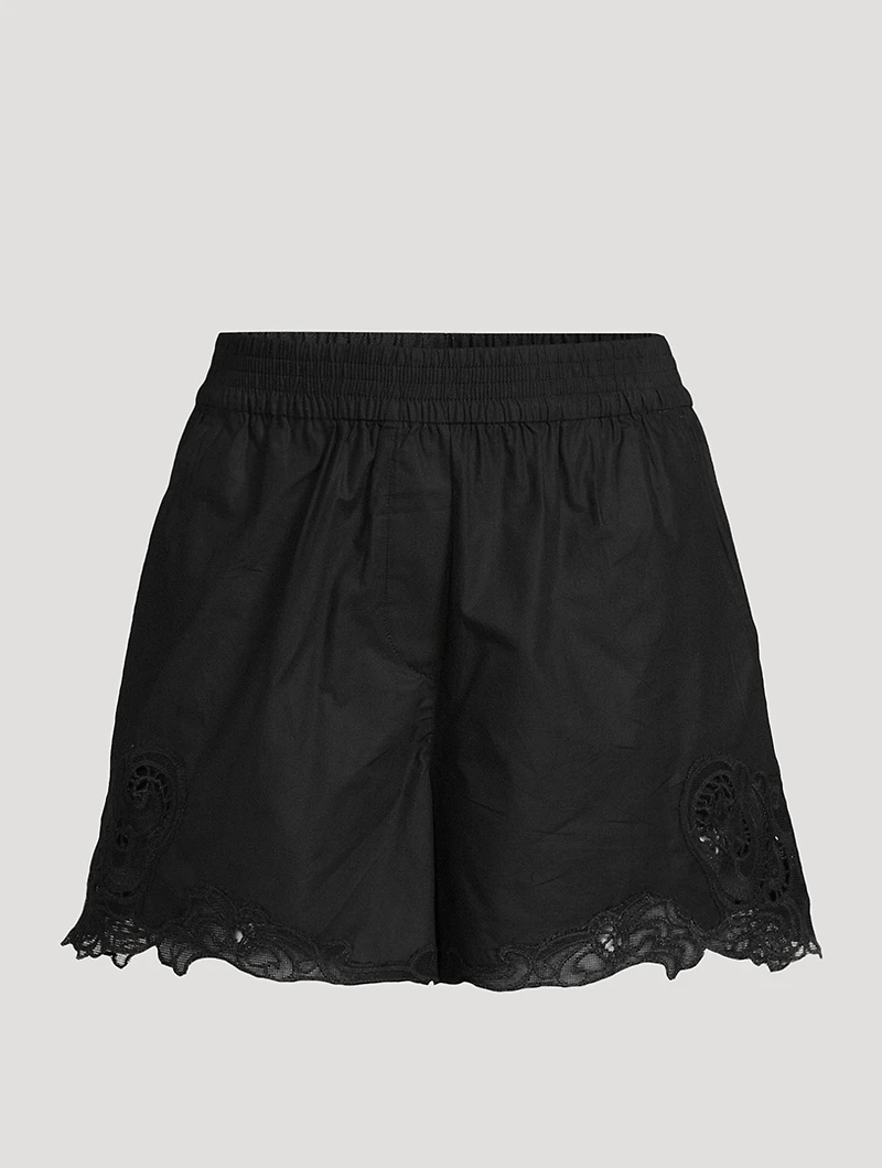 Emma Lace-Trimmed Poplin Shorts