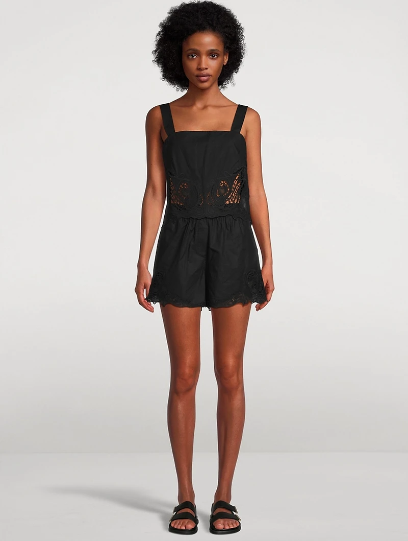 Emma Lace-Trimmed Poplin Shorts