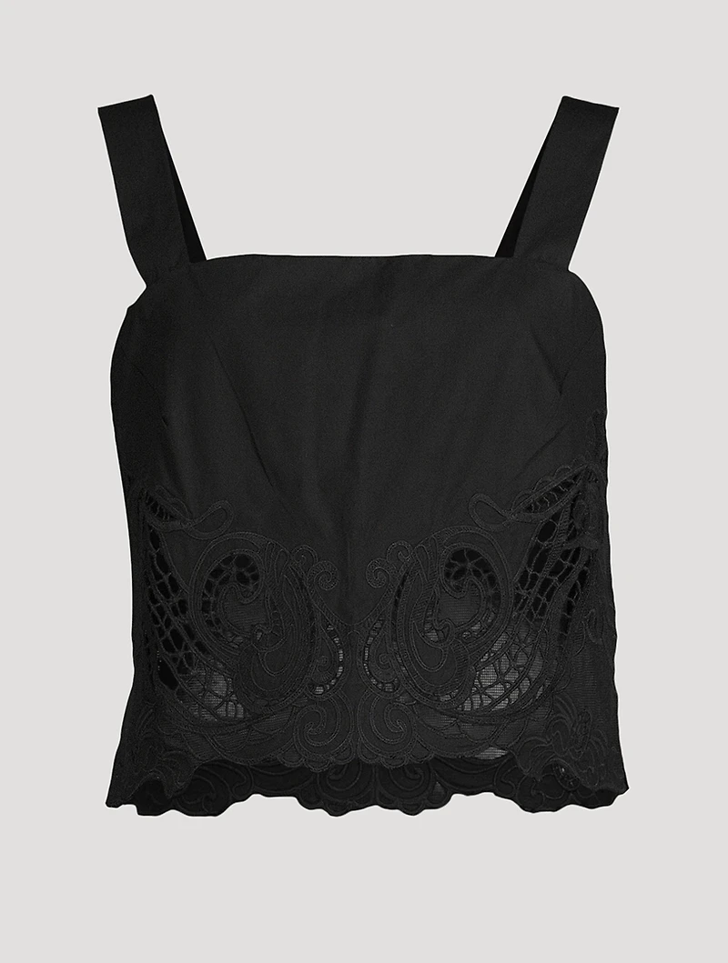 Clem Lace-Trimmed Poplin Tank Top