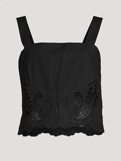 Clem Lace-Trimmed Poplin Tank Top