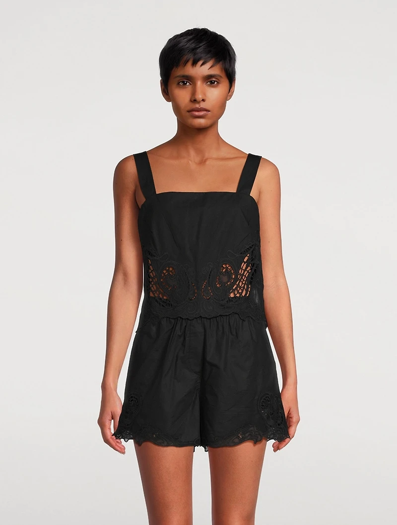 Clem Lace-Trimmed Poplin Tank Top