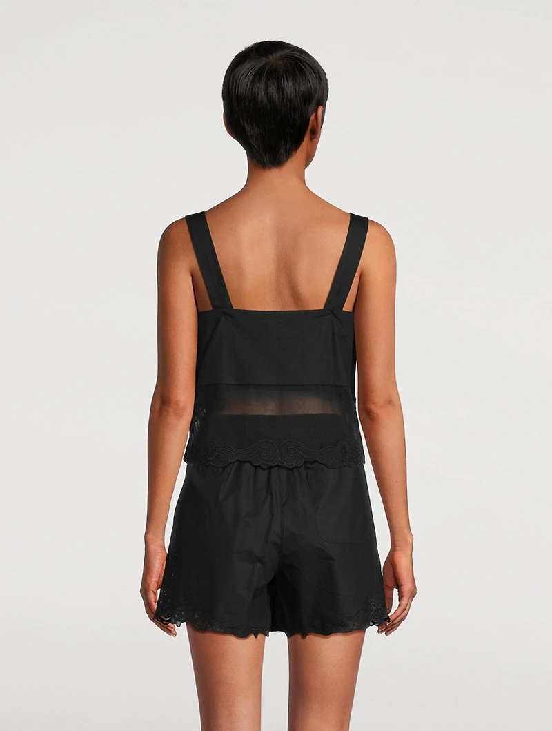 Clem Lace-Trimmed Poplin Tank Top