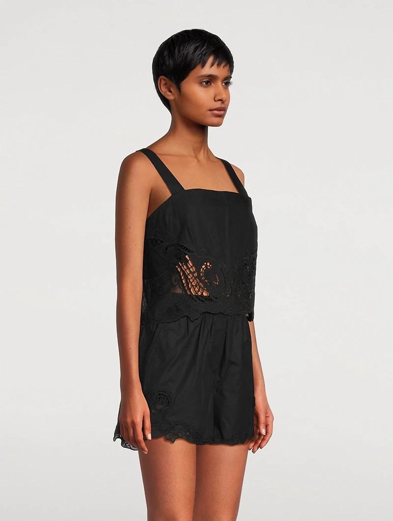 Clem Lace-Trimmed Poplin Tank Top