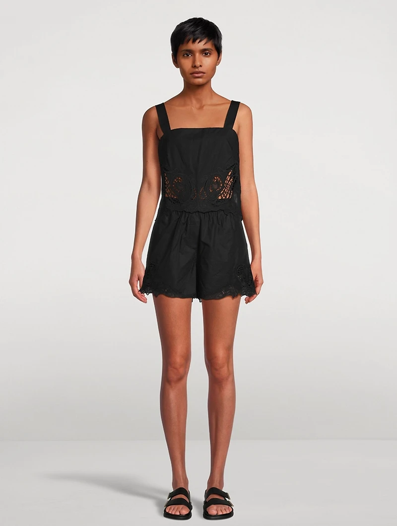 Clem Lace-Trimmed Poplin Tank Top
