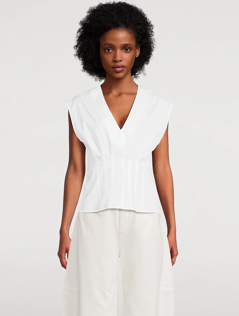 Ines Pleated Poplin Blouse