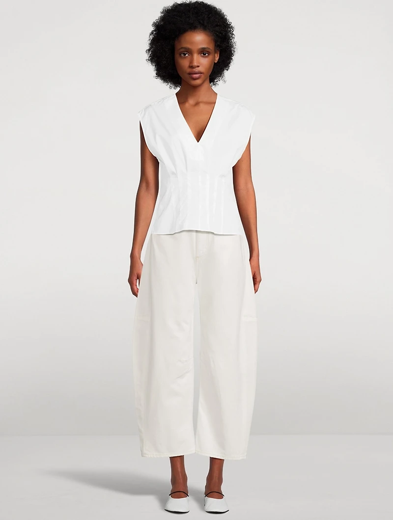 Ines Pleated Poplin Blouse