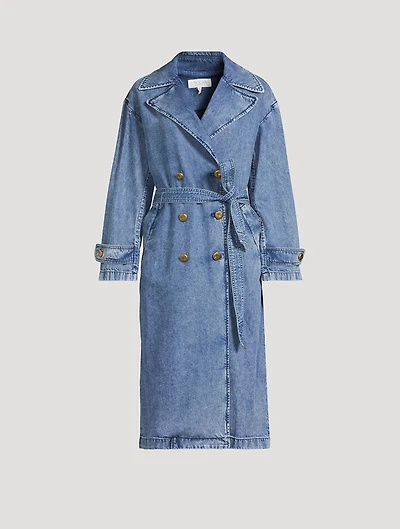 Alora Belted Denim Trench Coat
