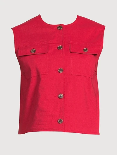 Good Linen Trucker Vest