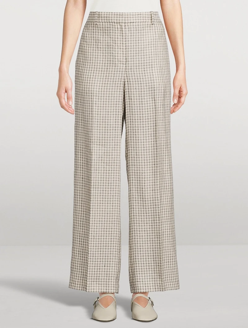Straight-Leg Trousers Check Print